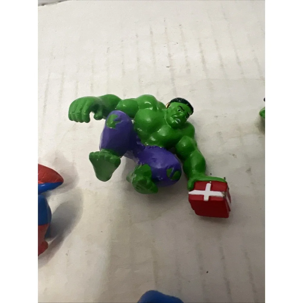 Lot Of 4 Vintage Miniature Marvel Christmas Ornaments Spider-Man And Hulk